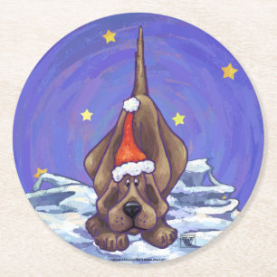 Porta-copo De Papel Redondo Hound Dog Christmas