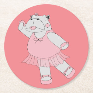 Porta-copo De Papel Redondo illusima Bailarina Hipopótamo Pêssego