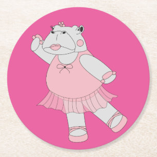 Porta-copo De Papel Redondo ilusima Ballerina Hippo