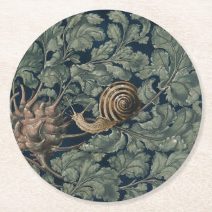 Porta-copo De Papel Redondo Ilustração Antiga de Caracol Botânico Art Nouveau