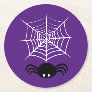 Porta-copo De Papel Redondo Ilustração Assustadora de Aranha de Halloween