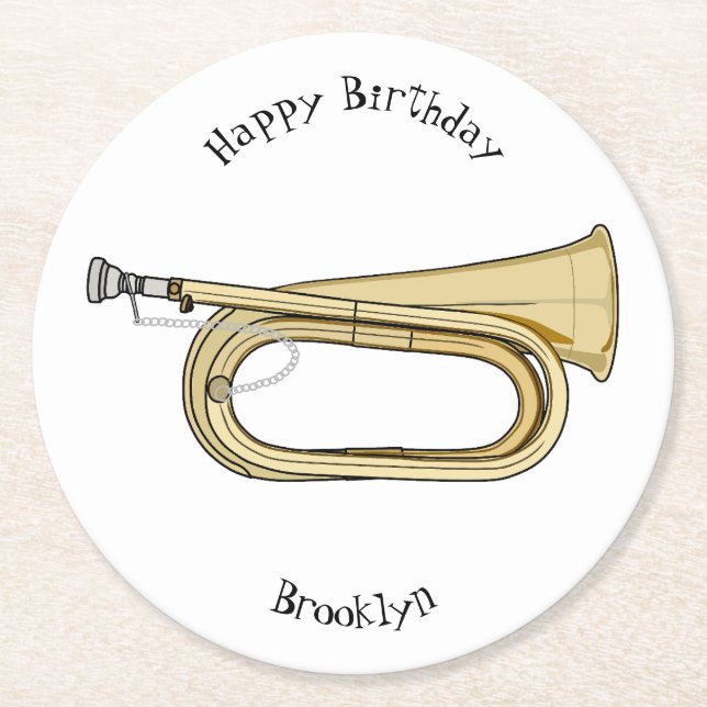 Porta-copo De Papel Redondo Ilustração de desenho animado (Frente)