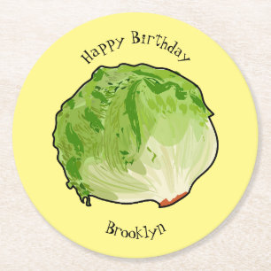 Porta-copo De Papel Redondo Ilustração de desenho animado de alface