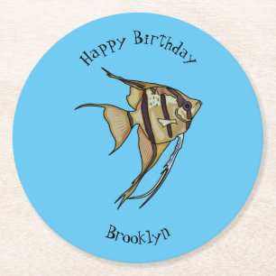 Porta-copo De Papel Redondo Ilustração de desenho animado de Angelfish