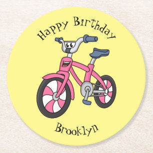 Porta-copo De Papel Redondo Ilustração de desenho animado de bicicleta de cria