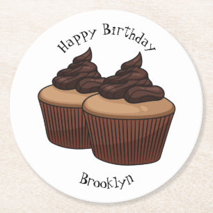 Porta-copo De Papel Redondo ilustração de desenho animado de cupcake