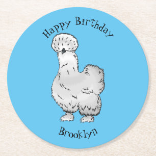 Porta-copo De Papel Redondo ilustração de desenho animado de galinha Silkie