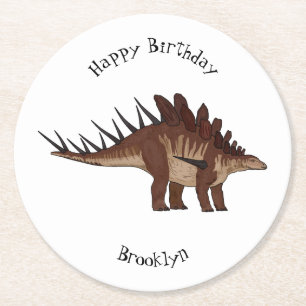 Porta-copo De Papel Redondo Ilustração de desenho animado de Kentrosaurus