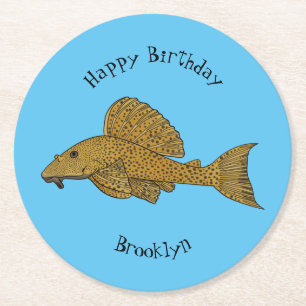 Porta-copo De Papel Redondo Ilustração de desenho animado de peixe-palco