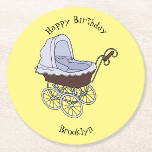 Porta-copo De Papel Redondo Ilustração de desenho animado do stroller
