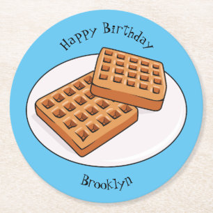 Porta-copo De Papel Redondo Ilustração de desenho animado Waffle