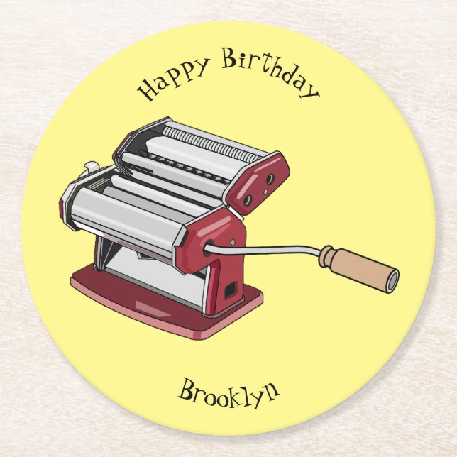 Porta-copo De Papel Redondo Ilustração de desenho do fabricante de massas (Frente)