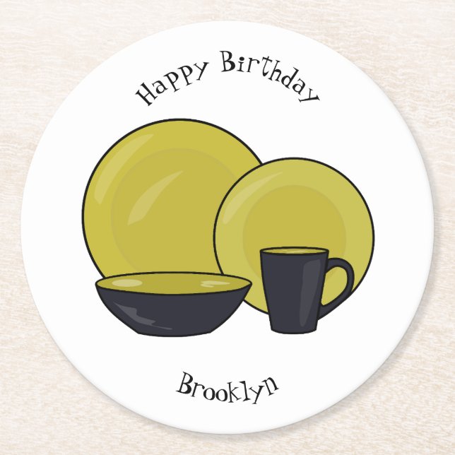 Porta-copo De Papel Redondo ilustração do desenho de desenho de tabela (Frente)