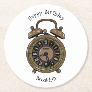 Porta-copo De Papel Redondo Ilustração do desenho do relógio do alarme