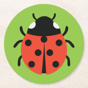 Porta-copo De Papel Redondo Ilustração Ladybug