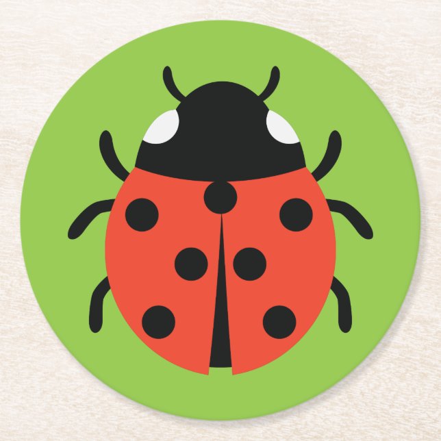 Porta-copo De Papel Redondo Ilustração Ladybug (Frente)