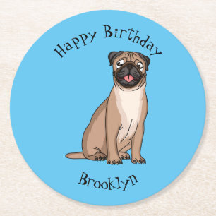 Porta-copo De Papel Redondo Imagem de desenho animado de cachorro feliz e engr