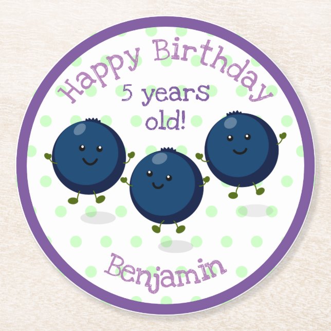 Porta-copo De Papel Redondo Imagem de desenhos animados de amigos de mirtilo (Frente)