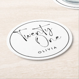 Porta-copo De Papel Redondo Imagem em branco preto moderno 21 anos de fotograf