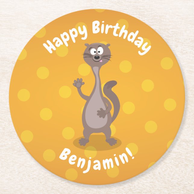 Porta-copo De Papel Redondo Imagem engraçada de desenho animado (Frente)