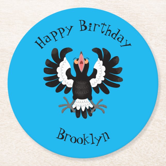 Porta-copo De Papel Redondo Imagem engraçada de desenho animado australiano (Frente)