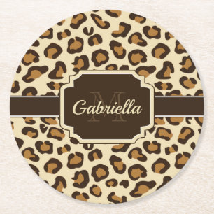 Porta-copo De Papel Redondo Impressão bonito do leopardo