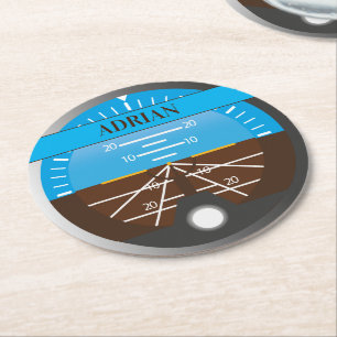 Porta-copo De Papel Redondo Impressão do Instrumento de Voo do Capitão de Linh