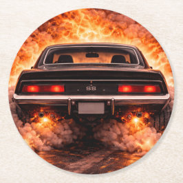 Porta-copo De Papel Redondo Inferno Burnout Muscle Car
