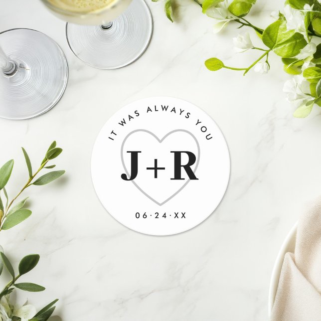 Porta-copo De Papel Redondo Iniciais de Monograma de Casamento Personalizado c (Criador carregado)