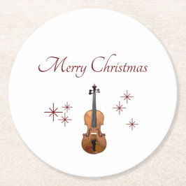 Porta-copo De Papel Redondo Instrumento Musical Violin Christmas