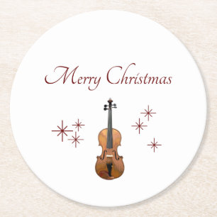 Porta-copo De Papel Redondo Instrumento Musical Violin Christmas