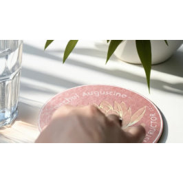 Porta-copo De Papel Redondo Instrutor de Meditação do Lotus Yoga Studio rosa D