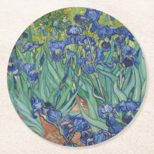 Porta-copo De Papel Redondo Íris, Pintura a Óleo Floral, Vincent Van Gogh