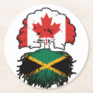Porta-copo De Papel Redondo Jamaica Jamaican Canada Tree Roots Flag