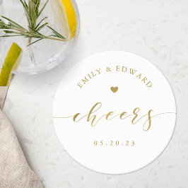 Porta-copo De Papel Redondo Jantar de Ensaios de Casamento com Caligrafia em O