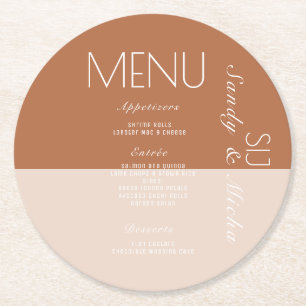 Porta-copo De Papel Redondo Janto Casamento Boêmia Menu Terracotta 