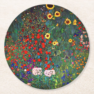 Porta-copo De Papel Redondo Jardim Flor Gustav Klimt
