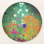 Porta-copo De Papel Redondo Jardim Flor Gustav Klimt<br><div class="desc">Portas copos de papel com a pintura a óleo do Jardim Flor de Gustav Klimt (1906). Um belo jardim de flores roxas,  vermelhas,  brancas,  azuis e laranja. Um presente de excelente para fãs de Arte Nouveau e de Arte Austríaca.</div>