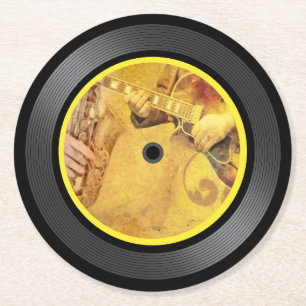 Porta-copo De Papel Redondo Jazz Music Vinyl Record Porta copos Round Paper