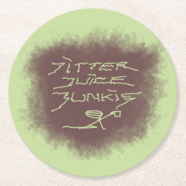 Porta-copo De Papel Redondo Jitter Juice Junkie - arte de café verde.