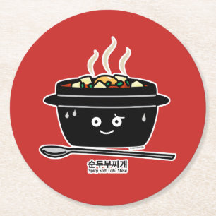 Porta-copo De Papel Redondo Jjigae macios picantes coreanos de Sundubu da sopa