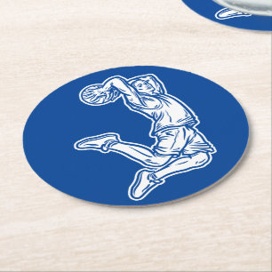 Porta-copo De Papel Redondo Jogador de Basquete Fazendo Design Luz de Slam Dun