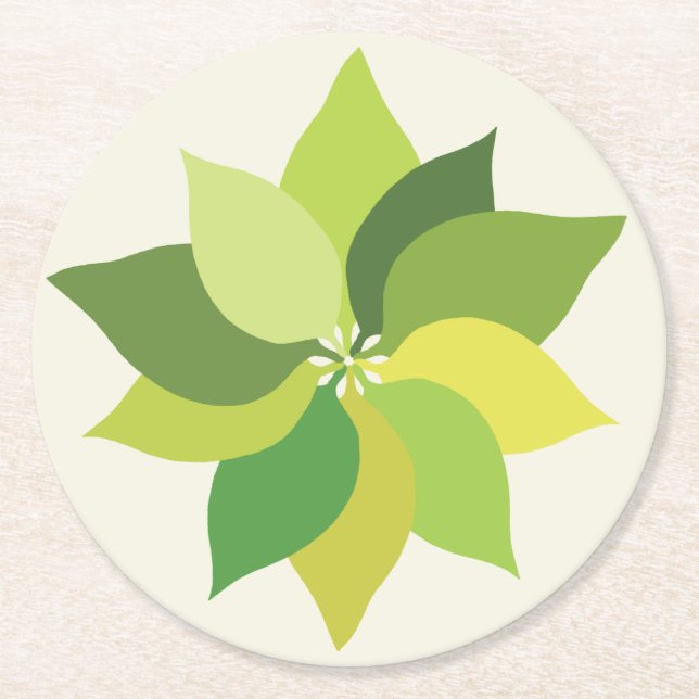 Porta-copo De Papel Redondo Joyful Lush Leaves. (Frente)