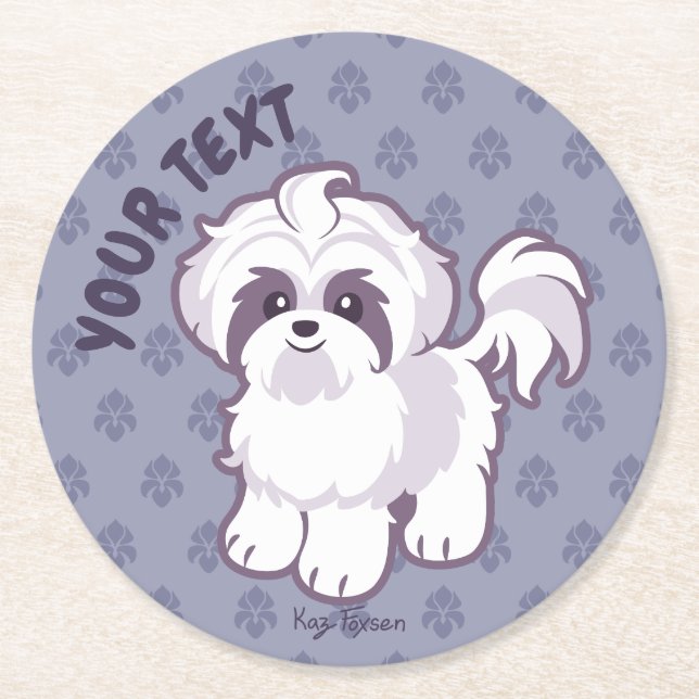 Porta-copo De Papel Redondo Kawaii Shih Tzu (Frente)