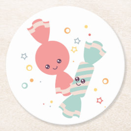 Porta-copo De Papel Redondo Kawaii sorrindo Porta copos de papel redondo doce