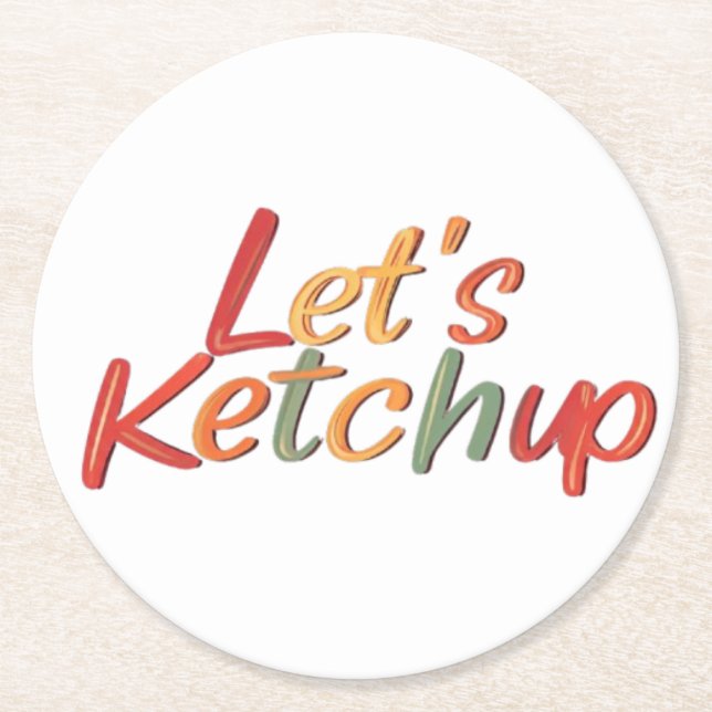 Porta-copo De Papel Redondo Ketchup de vamos (Frente)