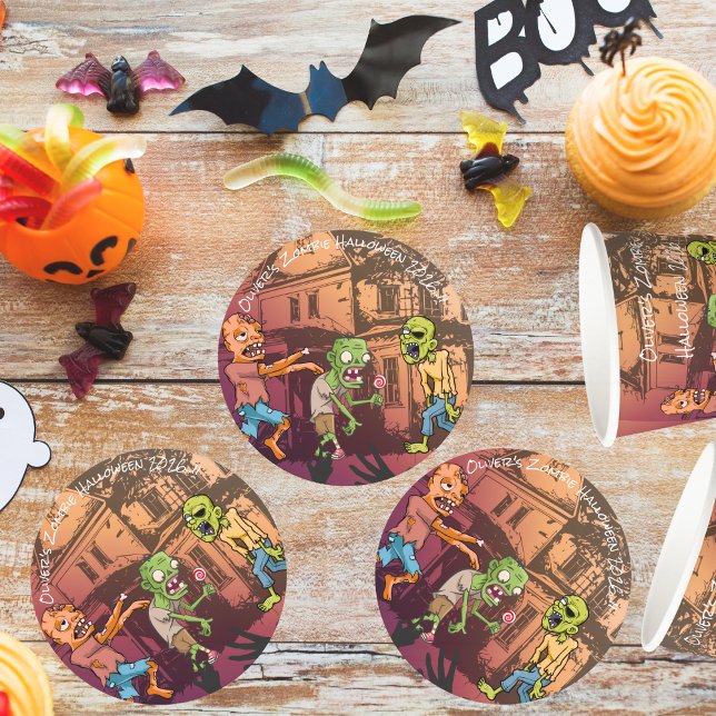 Porta-copo De Papel Redondo Kids Zombie Festa de Halloween (Zombie Halloween Party Round Paper Coaster)