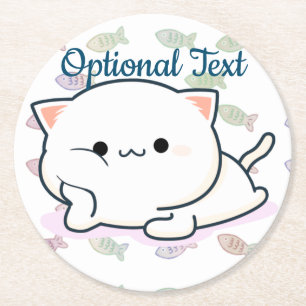 Porta-copo De Papel Redondo Kitten Cheeky Estilo Kawaii