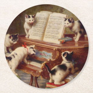 Porta-copo De Papel Redondo Kittens e Piano
