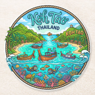 Porta-copo De Papel Redondo Koh Tao Tailândia